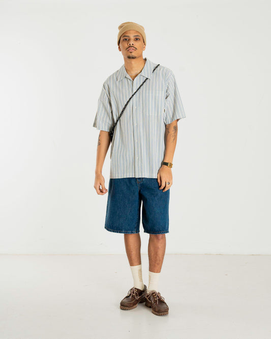 Woodbird WBBanks Stripe Linen Shirt Shirts Light Blue