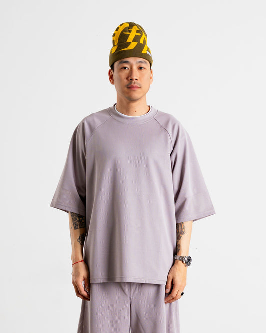 Woodbird WBBlake Mesh Tee T-Shirts Grey-Purple