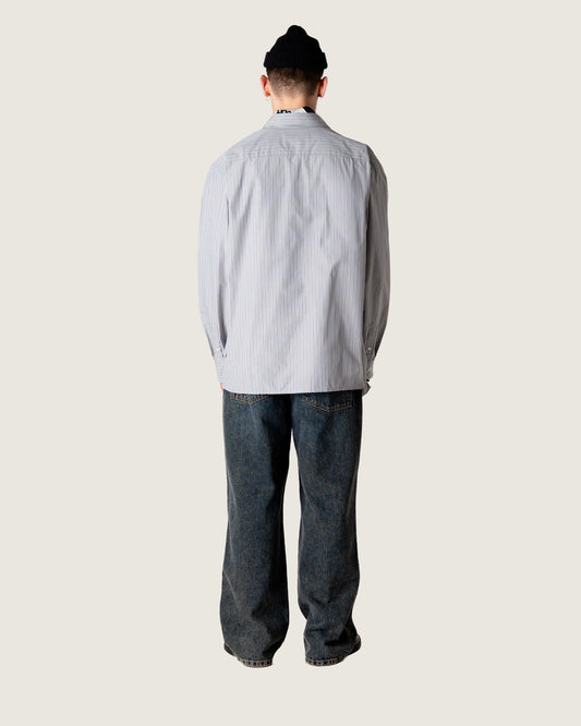 Woodbird WBBuzo Striped Shirt Shirts Light Blue