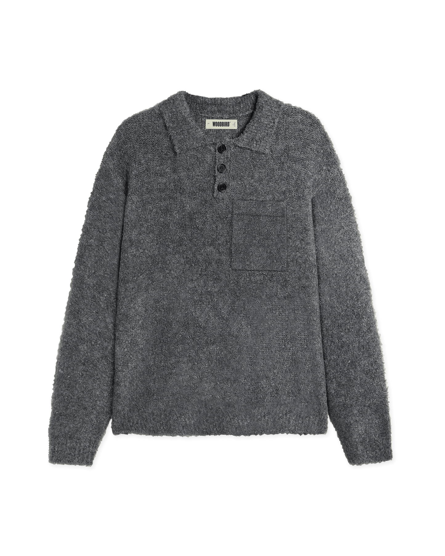 Woodbird WBDom Loop Polo Knits Asphalt