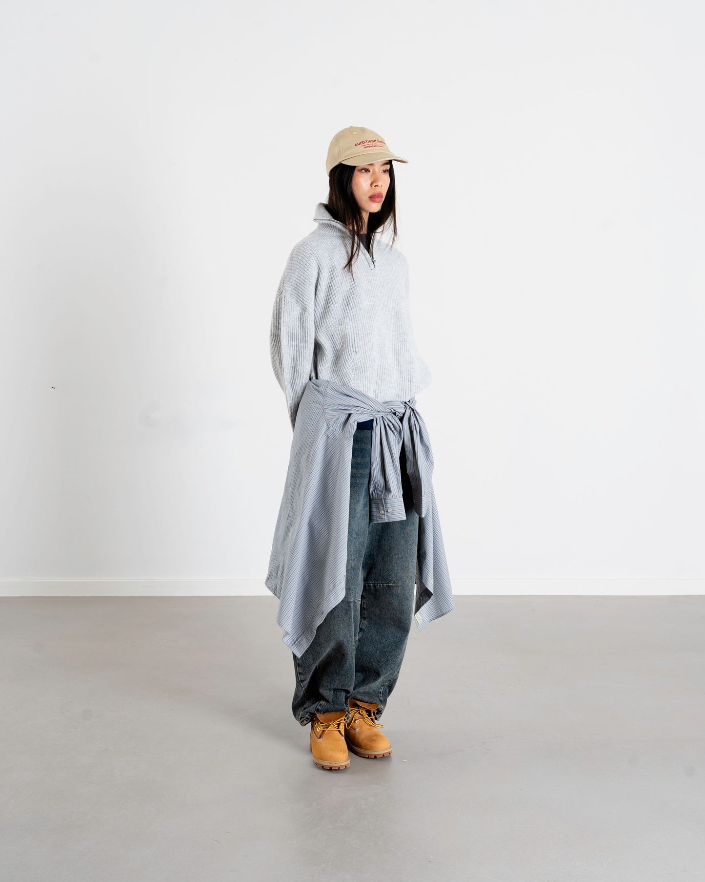 Woodbird Female WBFang Half Zip Knit Knits Light Grey