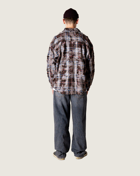 Woodbird WBJong Ripped Shirt Shirts Brown Check