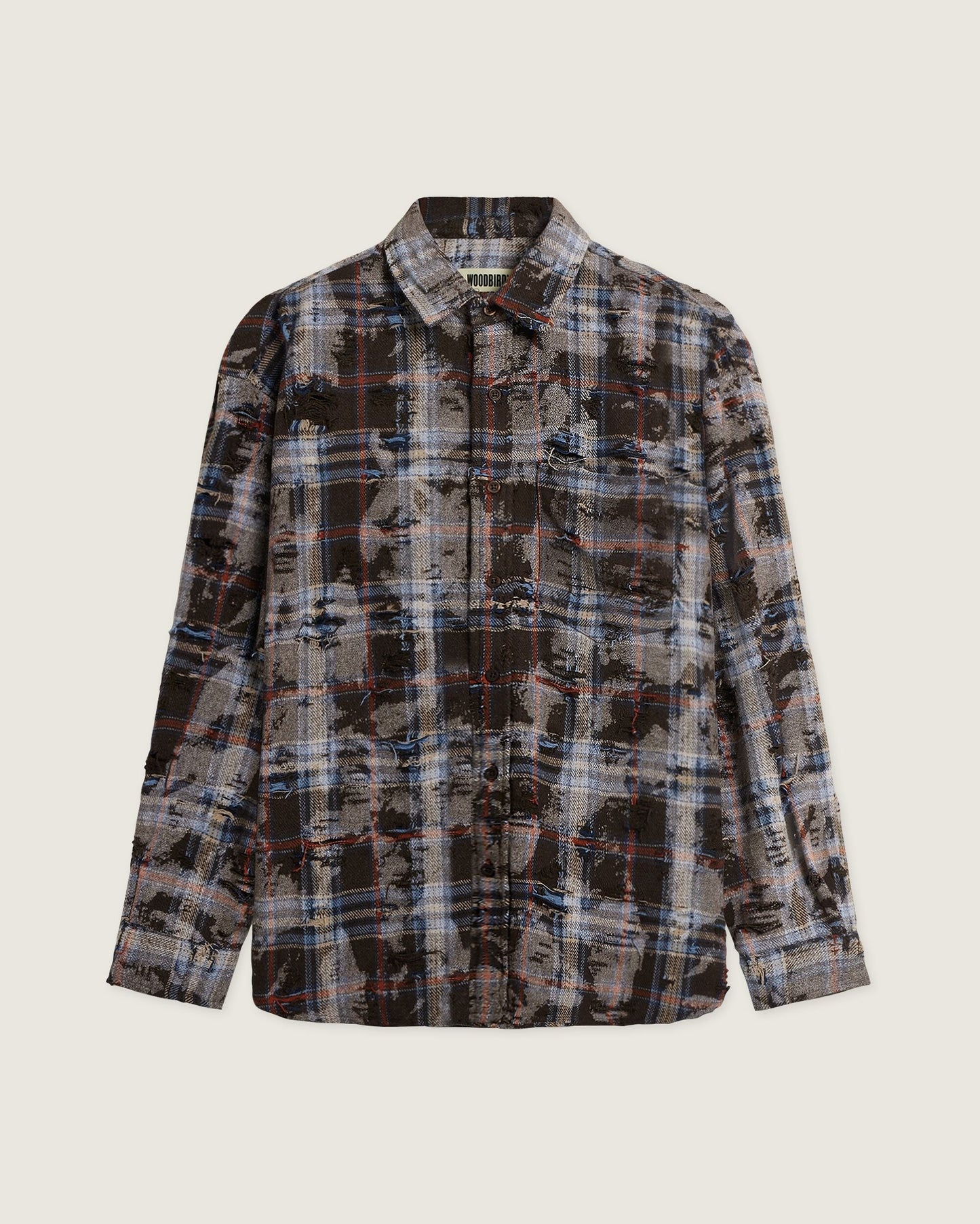Woodbird WBJong Ripped Shirt Shirts Brown Check