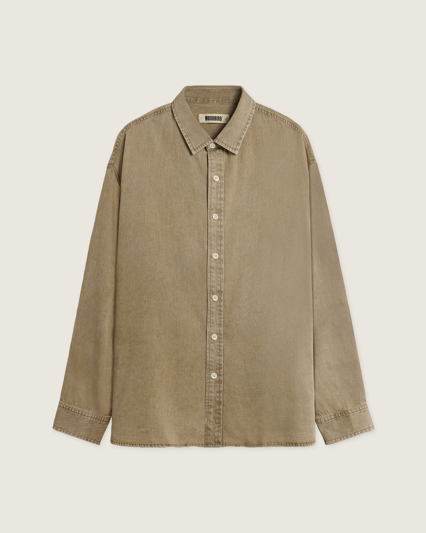 Woodbird WBJong Washed Shirt Shirts Stone
