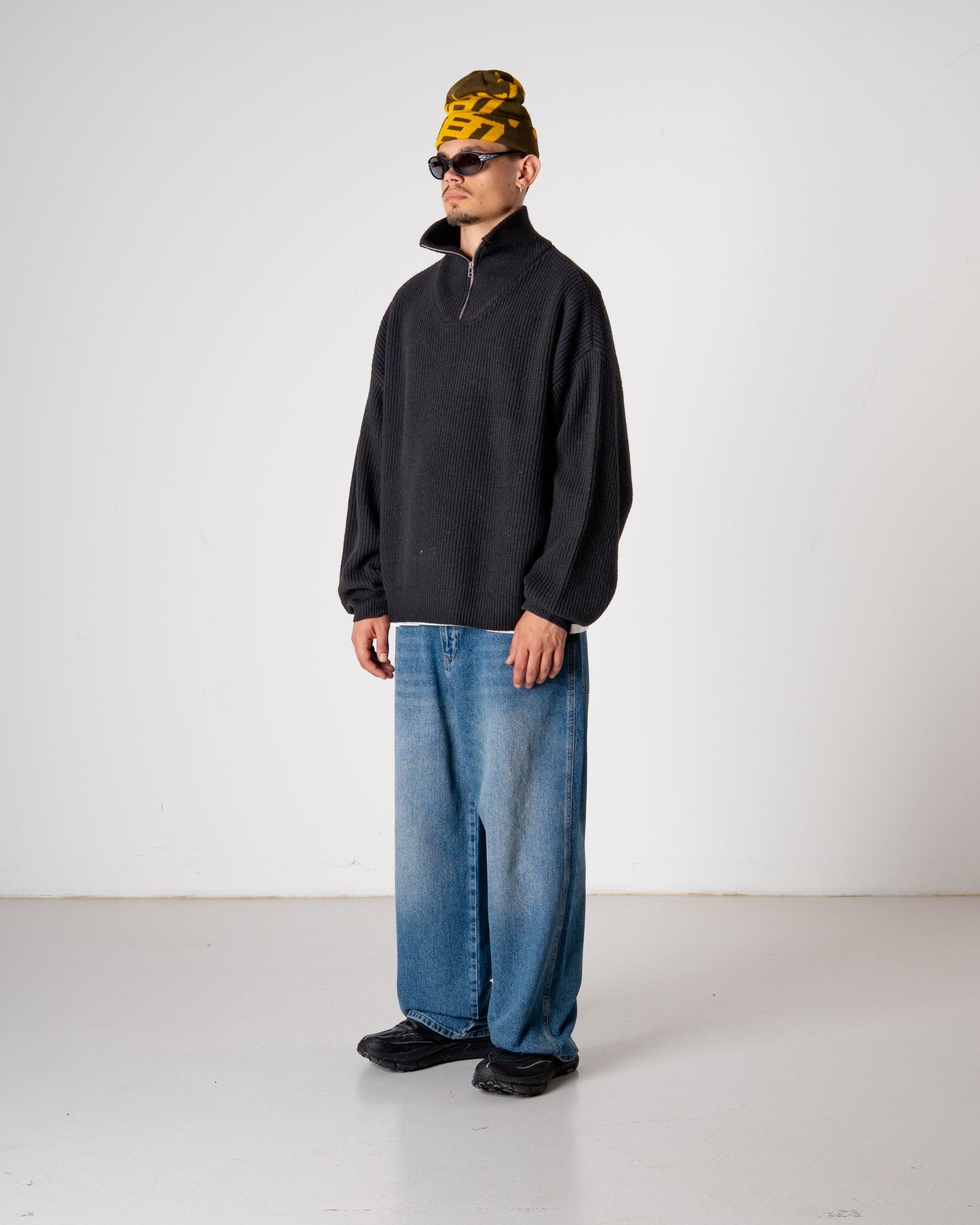 Woodbird WBLee Wool Knit Half Zip Knits Black