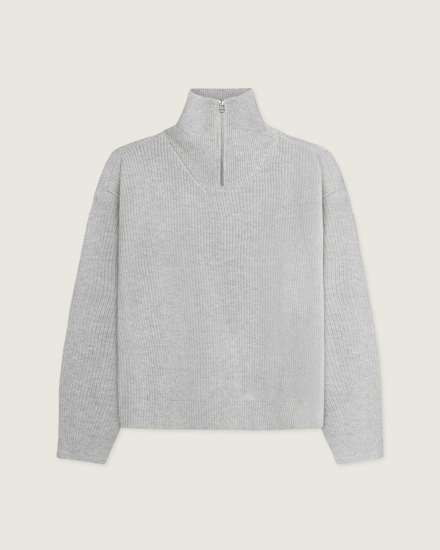 Woodbird WBLee Wool Knit Half Zip Knits Light Grey Melange
