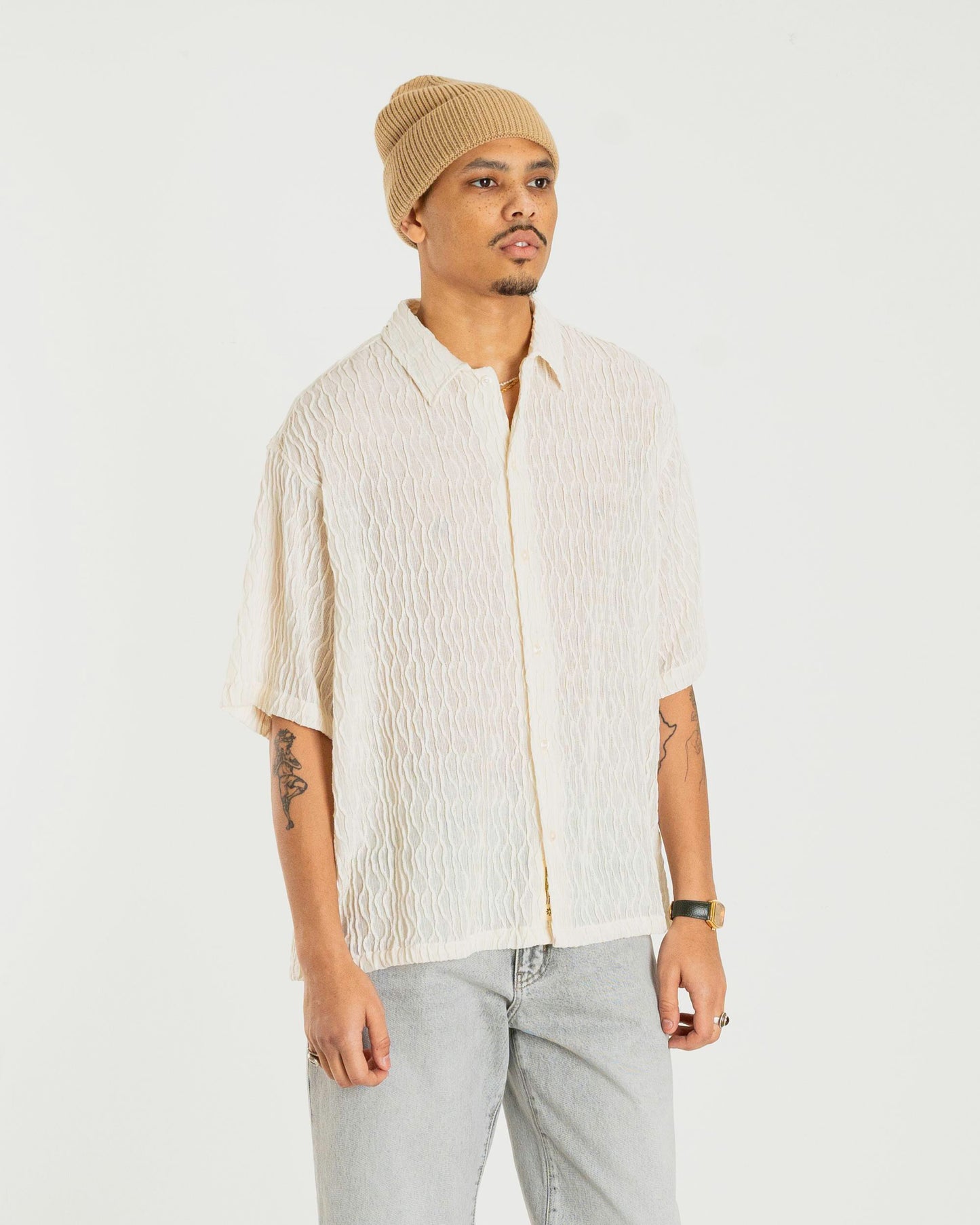 Woodbird WBSunny Crooque Shirt Shirts Off White