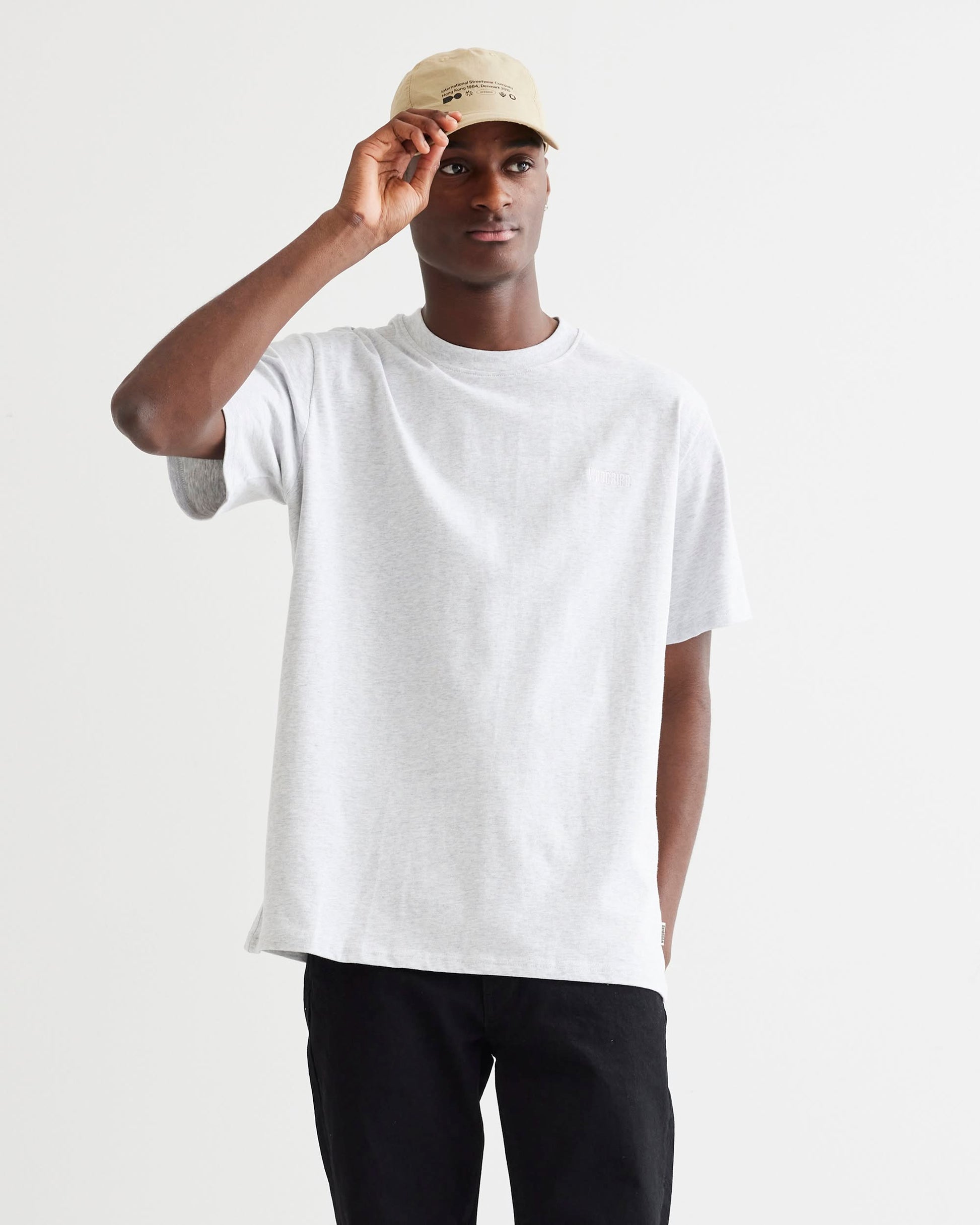Woodbird WBBaine Base tee T-Shirts Snow Melange