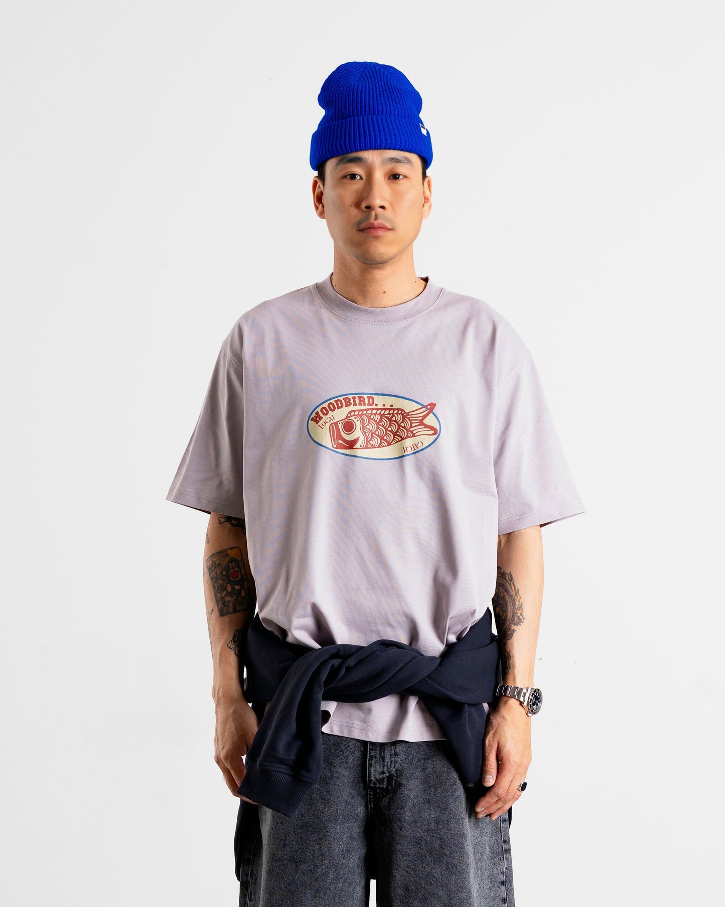 Woodbird WBBaine Catch Tee T-Shirts Grey-Purple