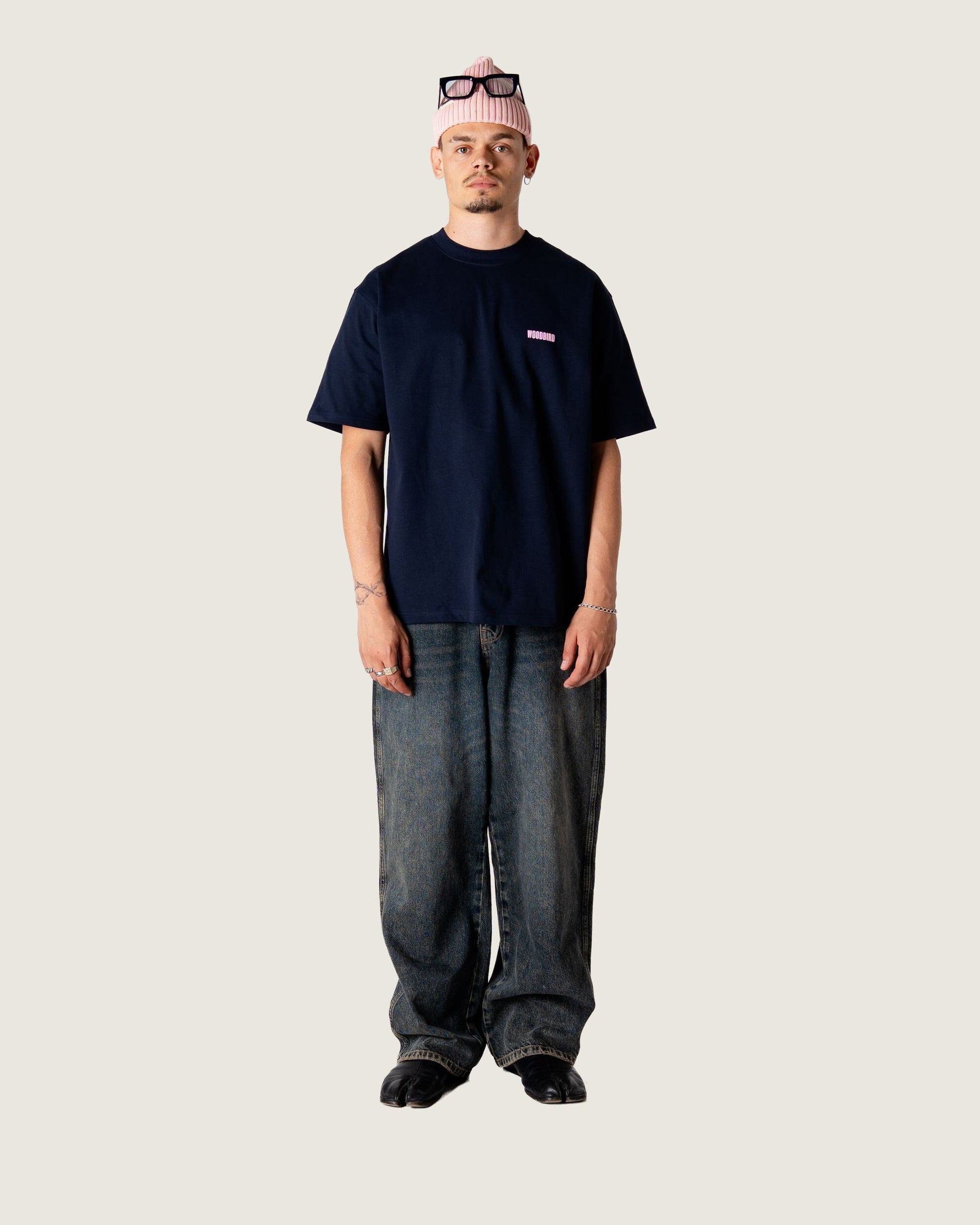 Woodbird WBBaine Koi Tee T-Shirts Dark Navy