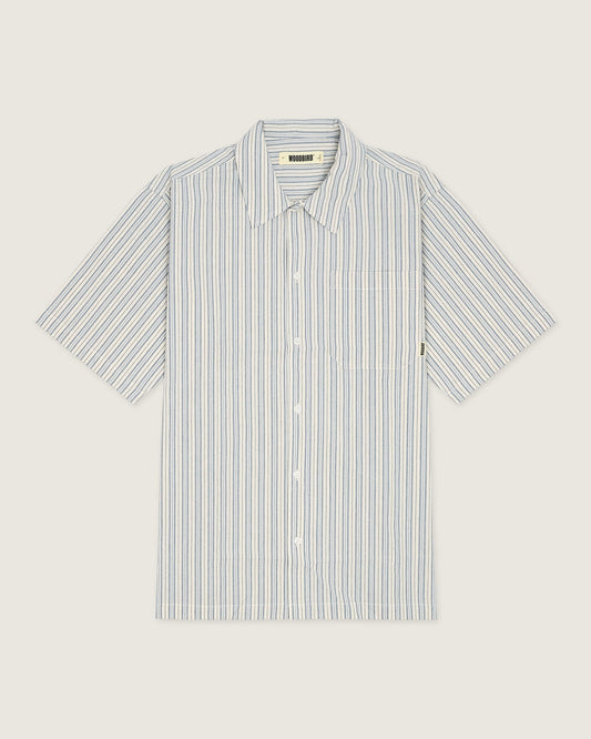 Woodbird WBBanks Stripe Linen Shirt Shirts Light Blue