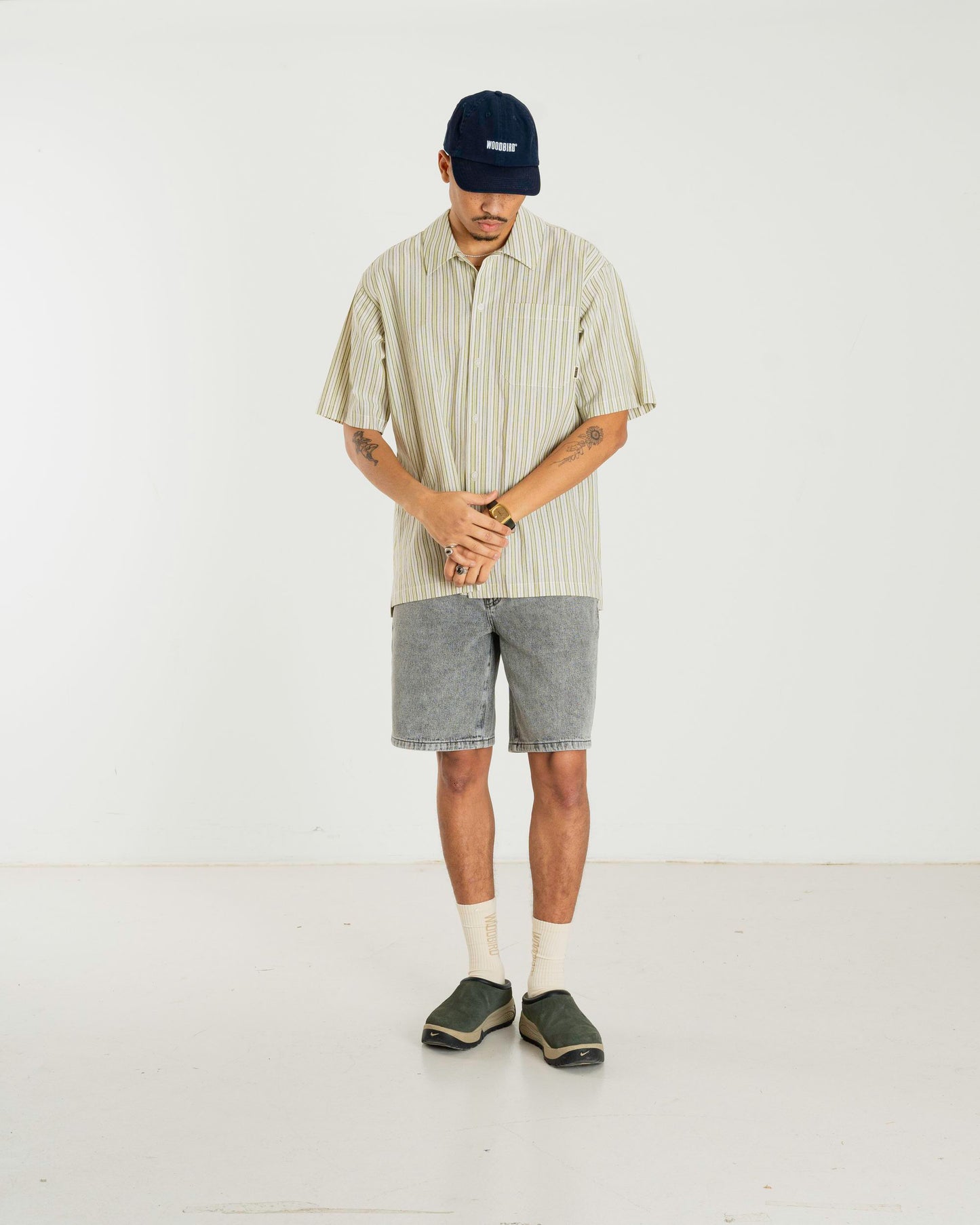 Woodbird WBBanks Stripe Linen Shirt Shirts Light Sand