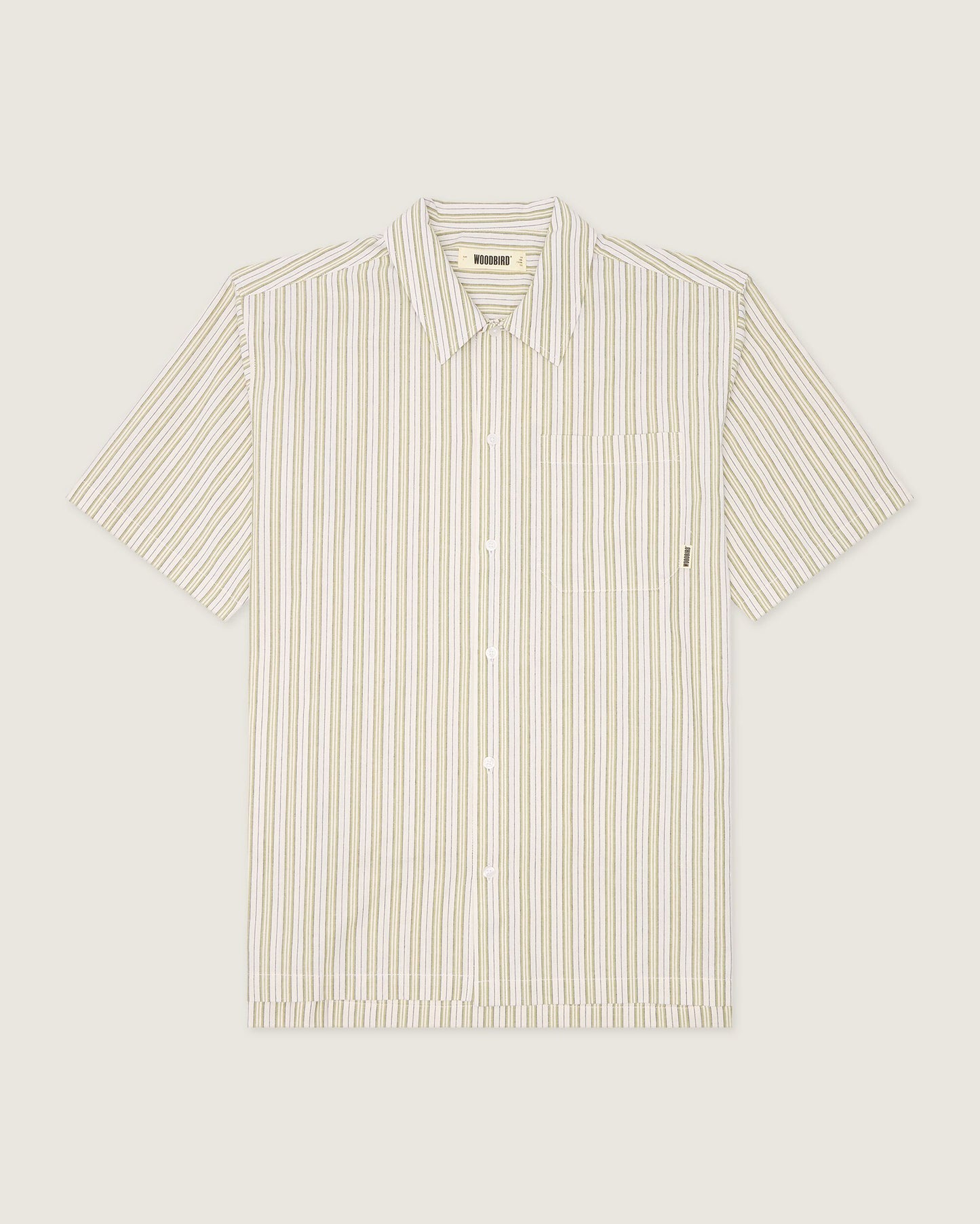 Woodbird WBBanks Stripe Linen Shirt Shirts Light Sand