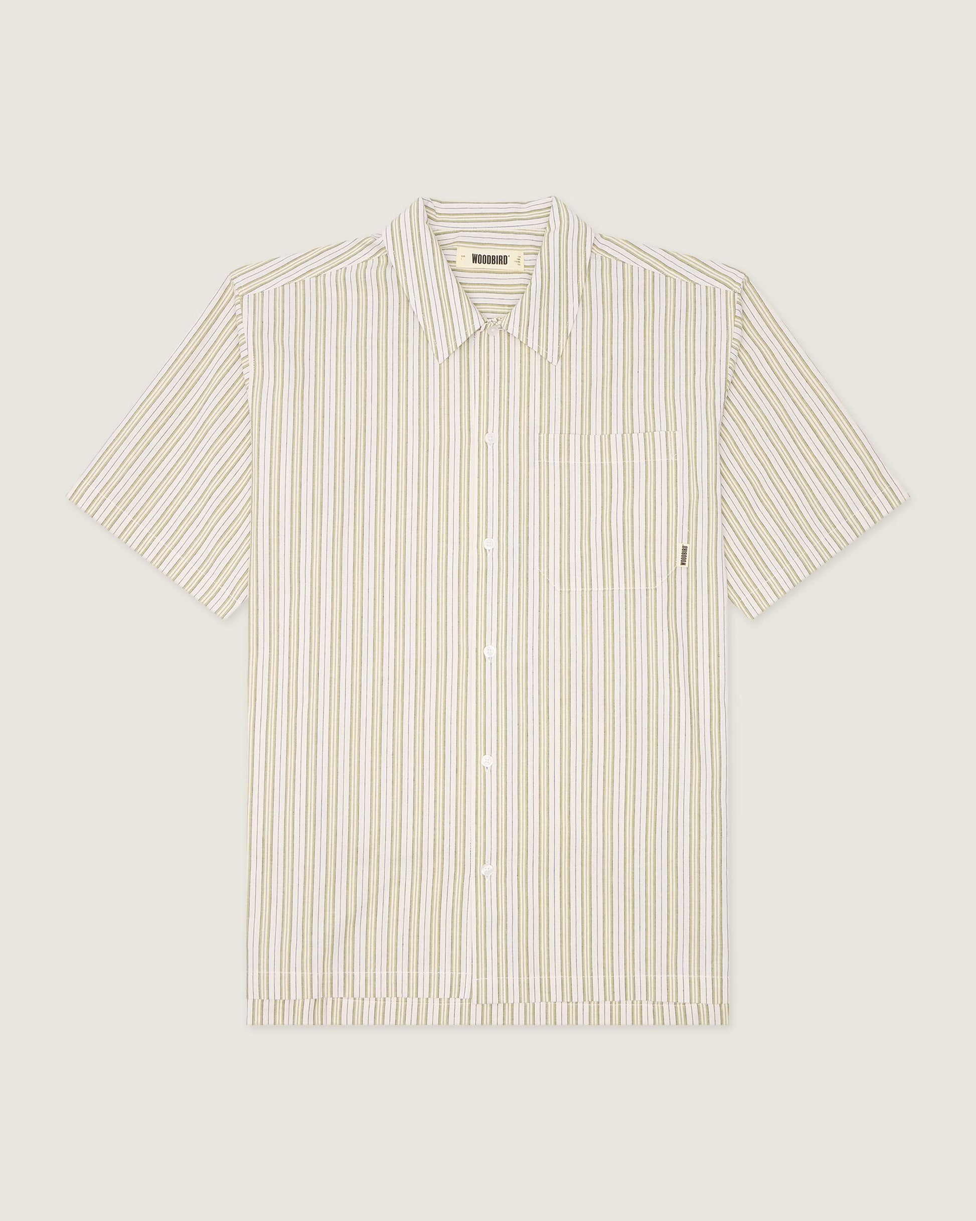 Woodbird WBBanks Stripe Linen Shirt Shirts Light Sand