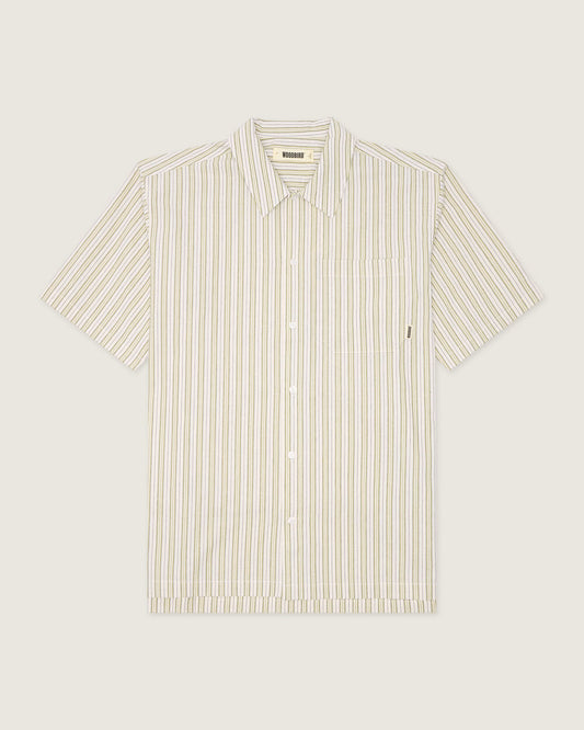 Woodbird WBBanks Stripe Linen Shirt Shirts Light Sand