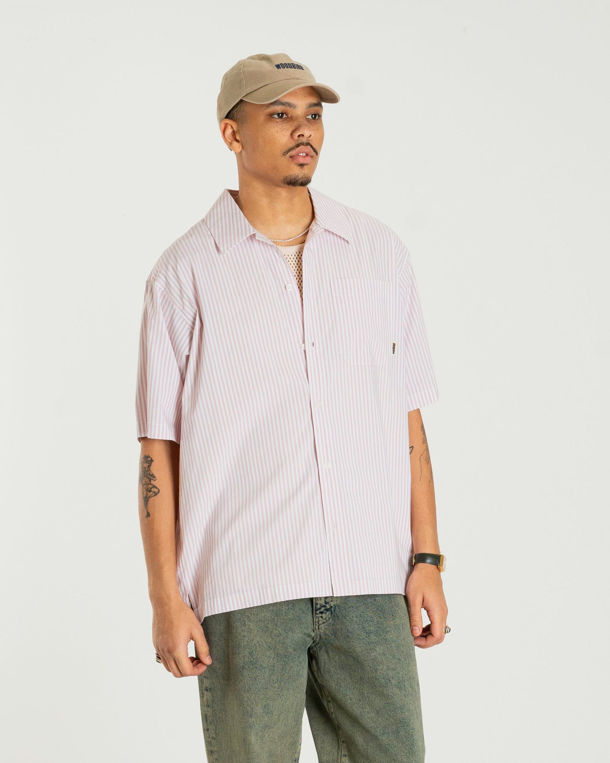 Woodbird WBBanks Stripe Shirt Shirts White-Pink