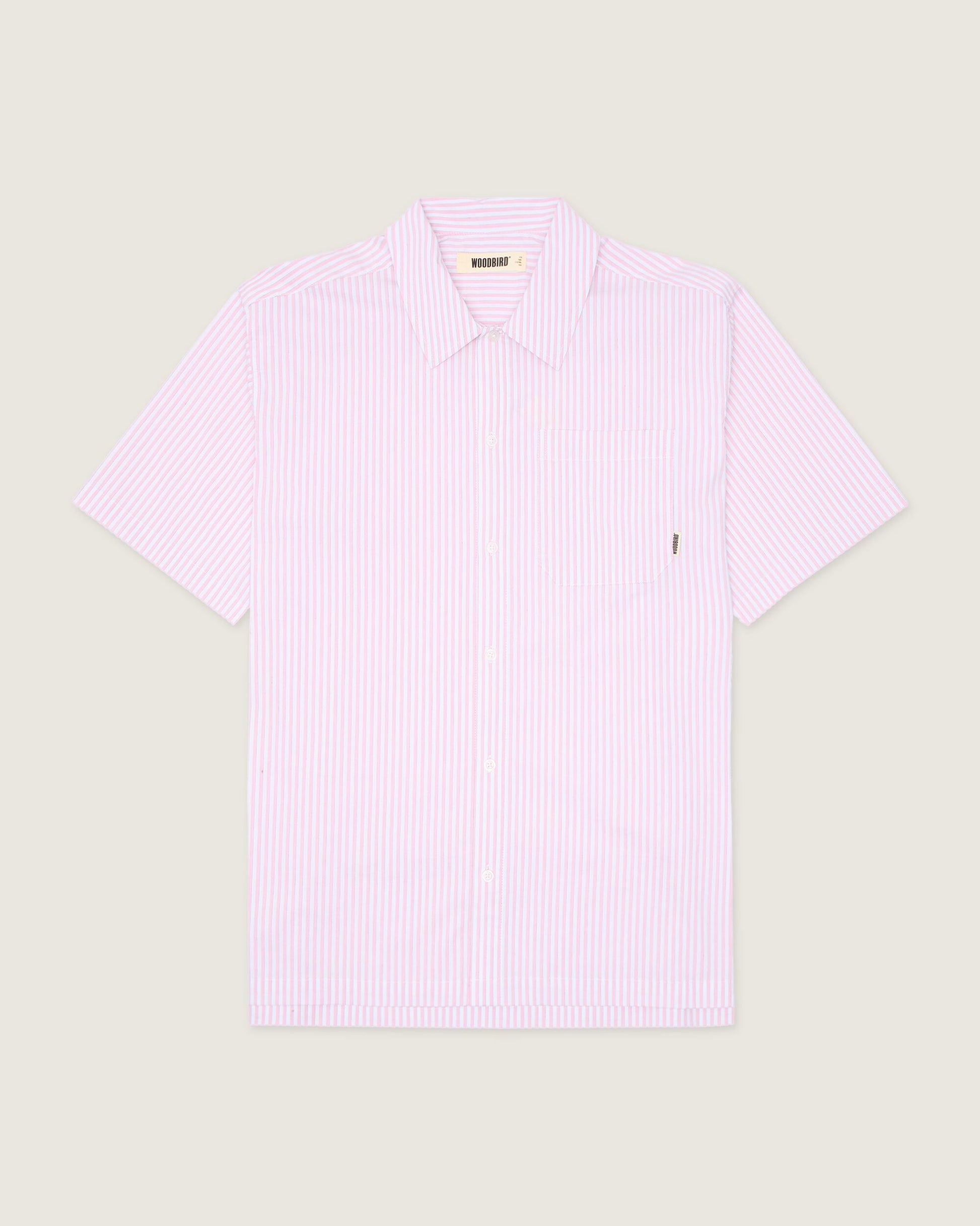 Woodbird WBBanks Stripe Shirt Shirts White-Pink