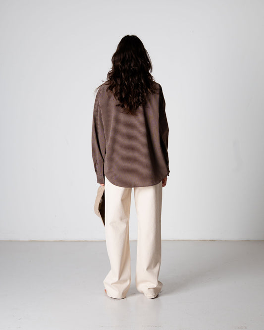 Woodbird Female WBBecca Stripe Shirt Shirts Brown