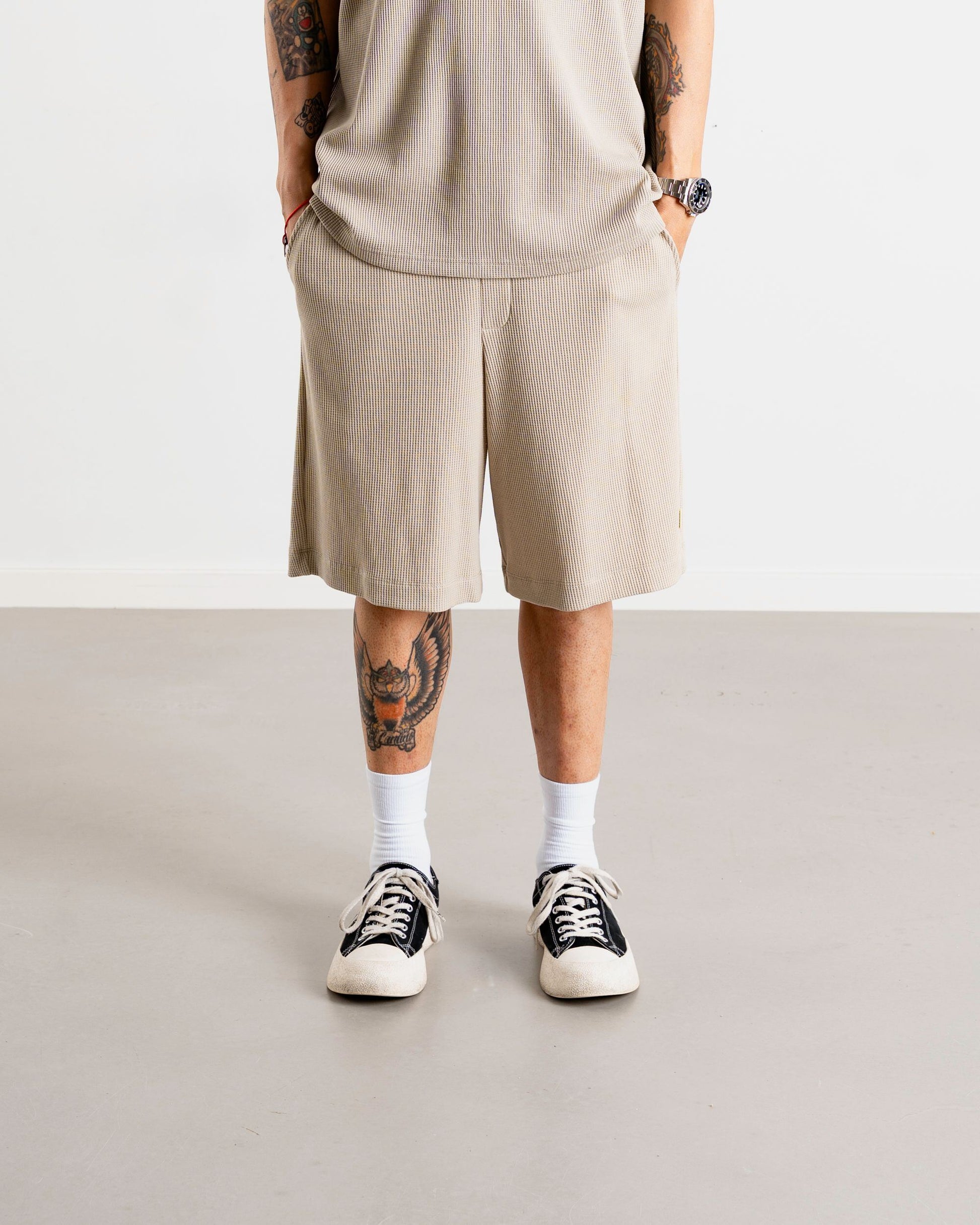 Woodbird WBBen Waffel Shorts Shorts Taupe Brown