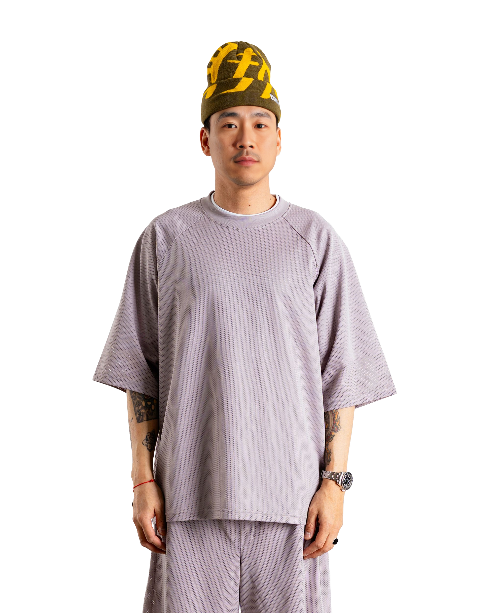 Woodbird WBBlake Mesh Tee T-Shirts Grey-Purple