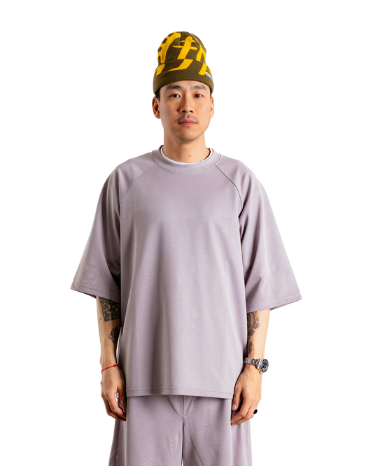 Woodbird WBBlake Mesh Tee T-Shirts Grey-Purple