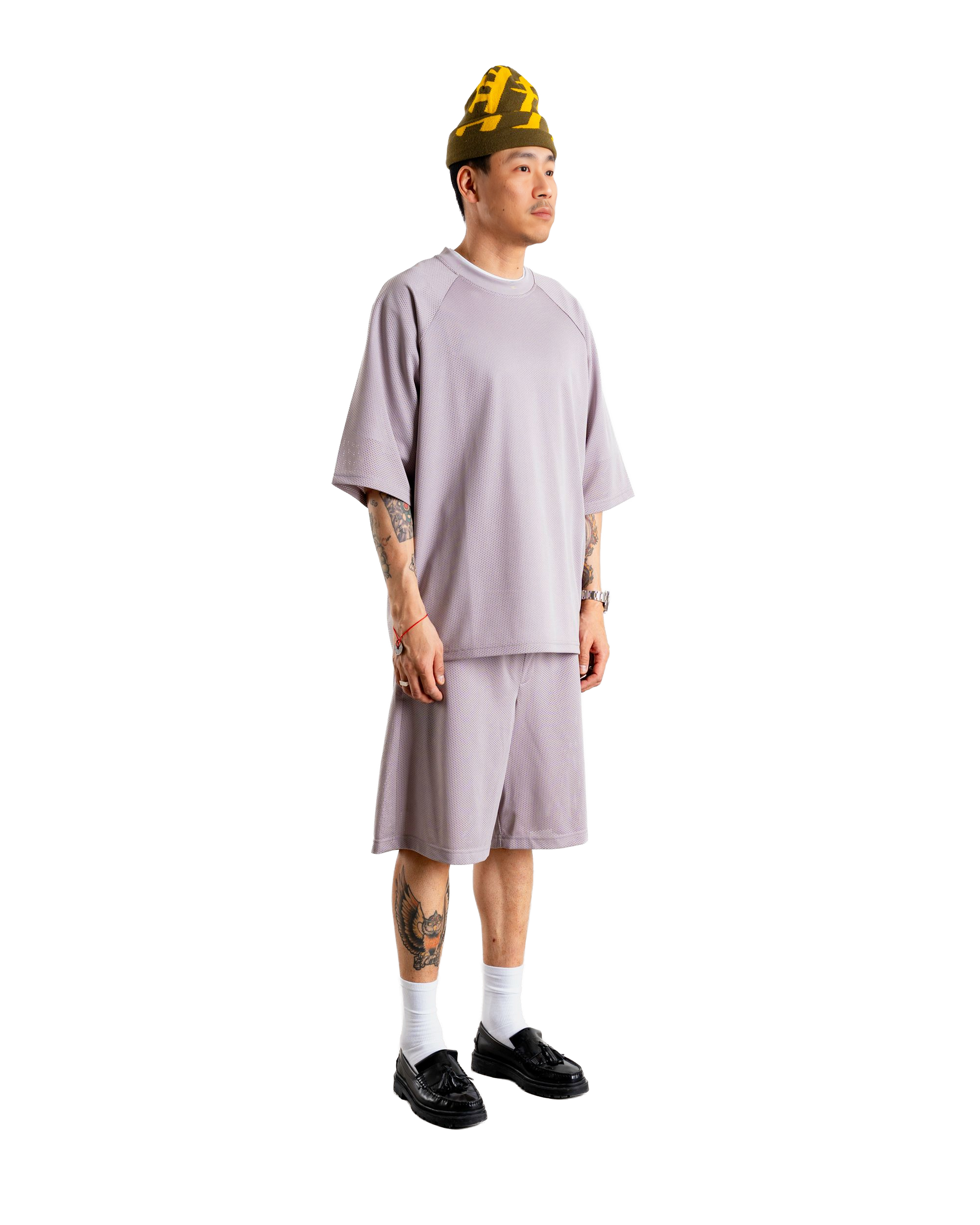 Woodbird WBBlake Mesh Tee T-Shirts Grey-Purple