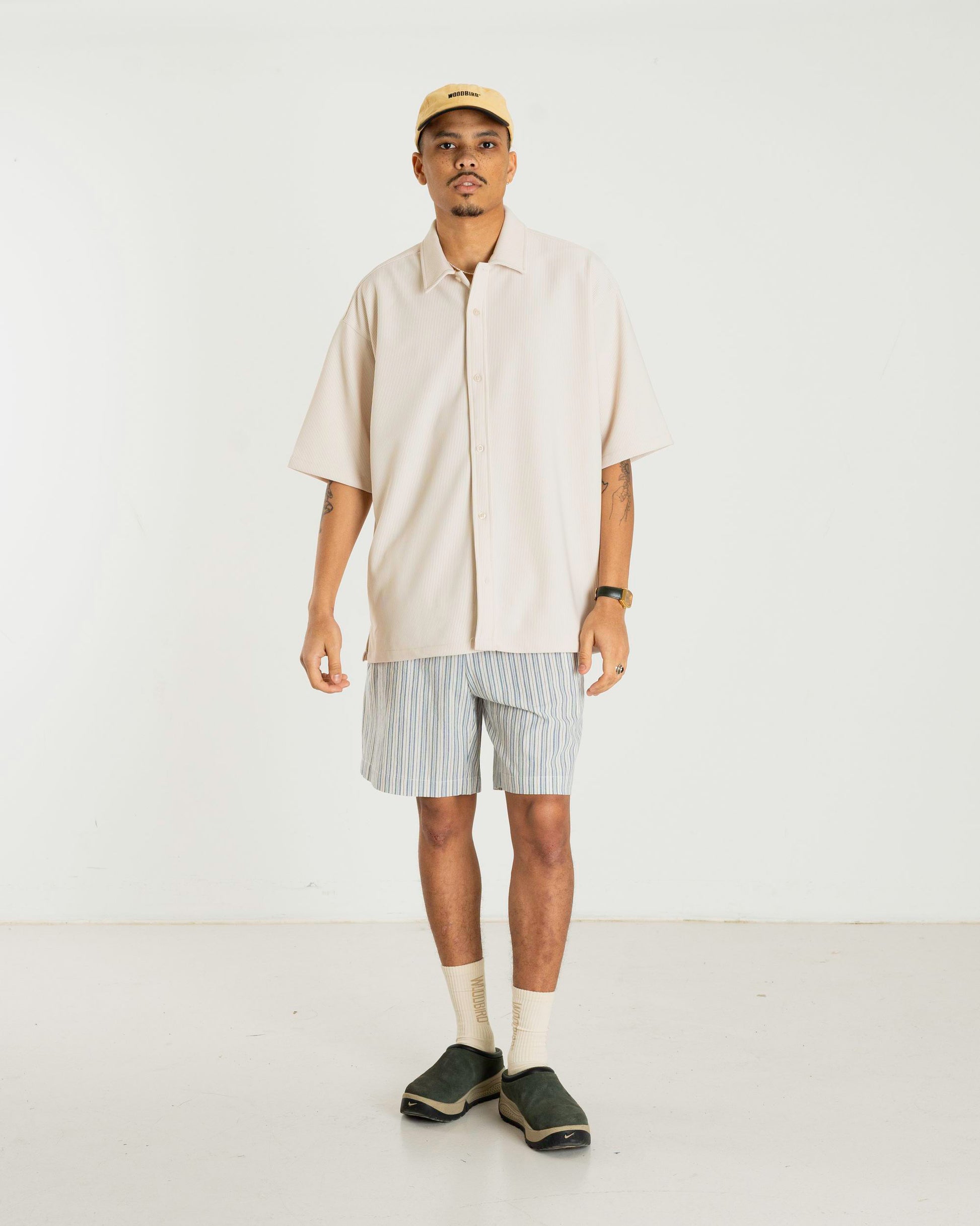 Woodbird WBBommy Stripe Shorts Shorts Light Blue