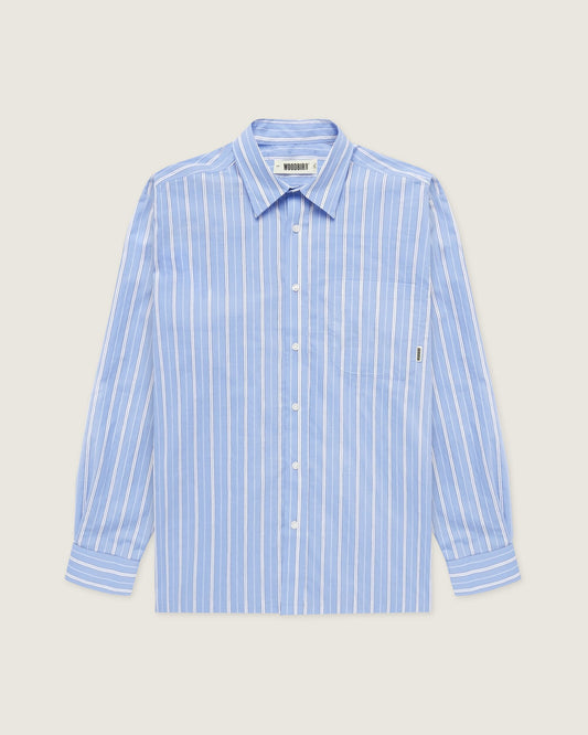 Woodbird WBBuzo Striped Shirt Shirts Light Blue