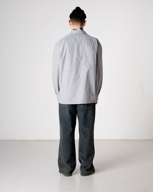Woodbird WBBuzo Striped Shirt Shirts Light Blue