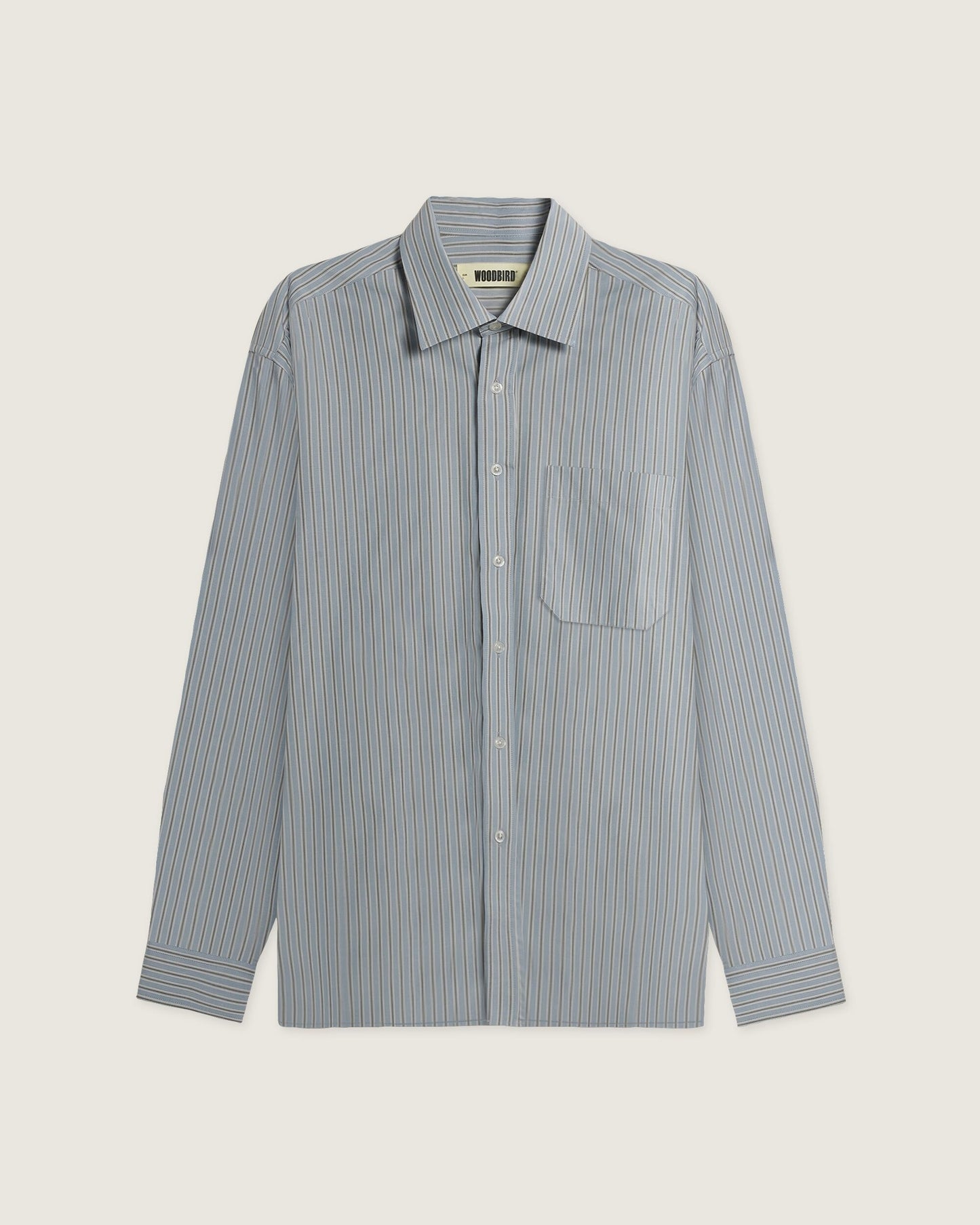 Woodbird WBBuzo Striped Shirt Shirts Light Blue