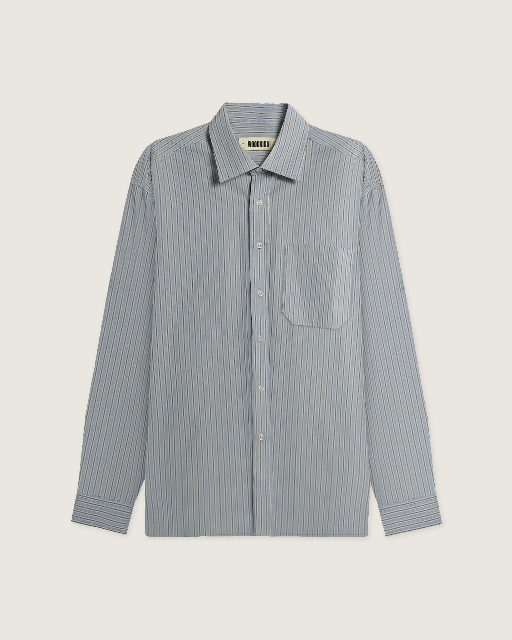 Woodbird WBBuzo Striped Shirt Shirts Light Blue