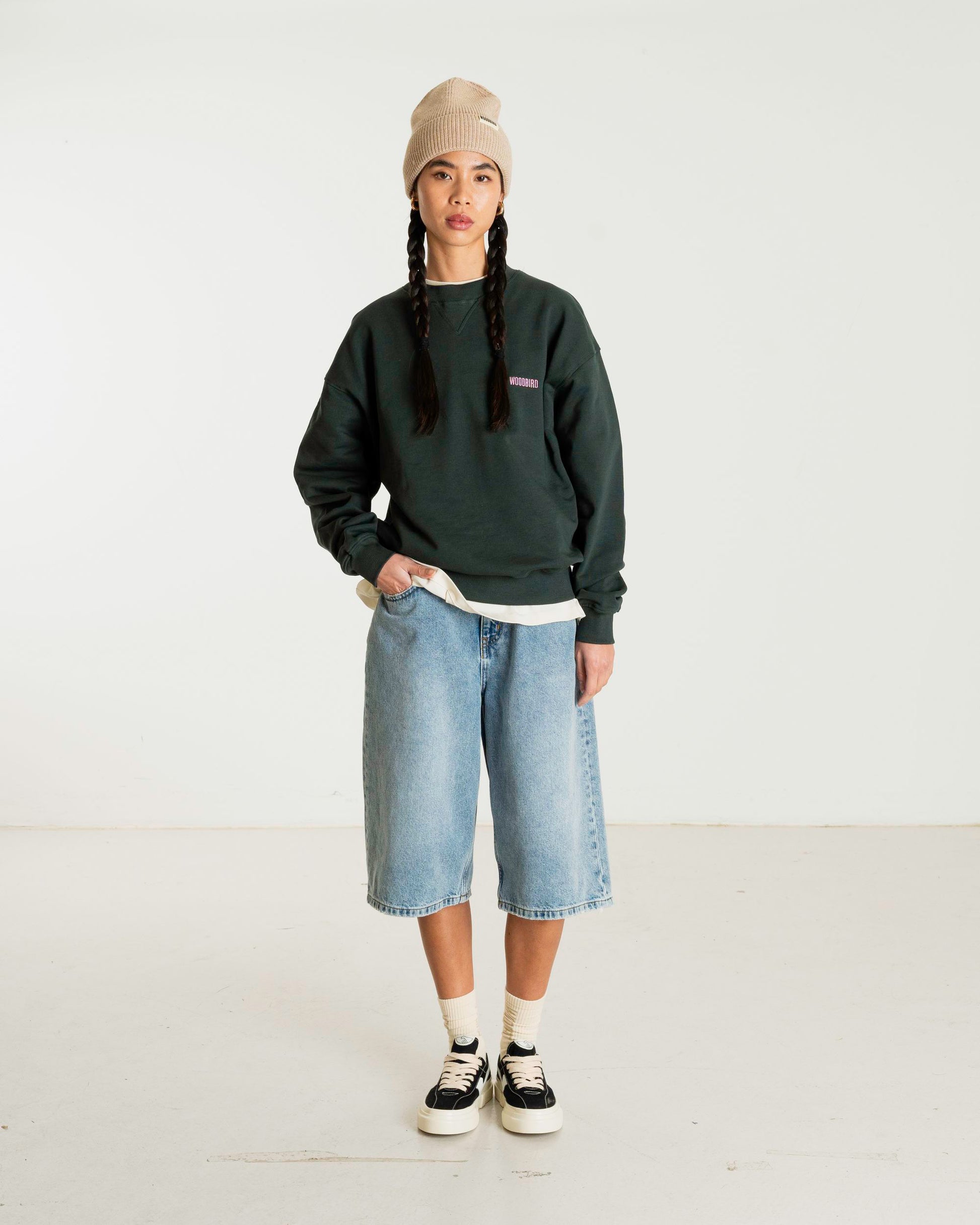 Woodbird Female WBCupe Curb Crew Sweats Dark Green