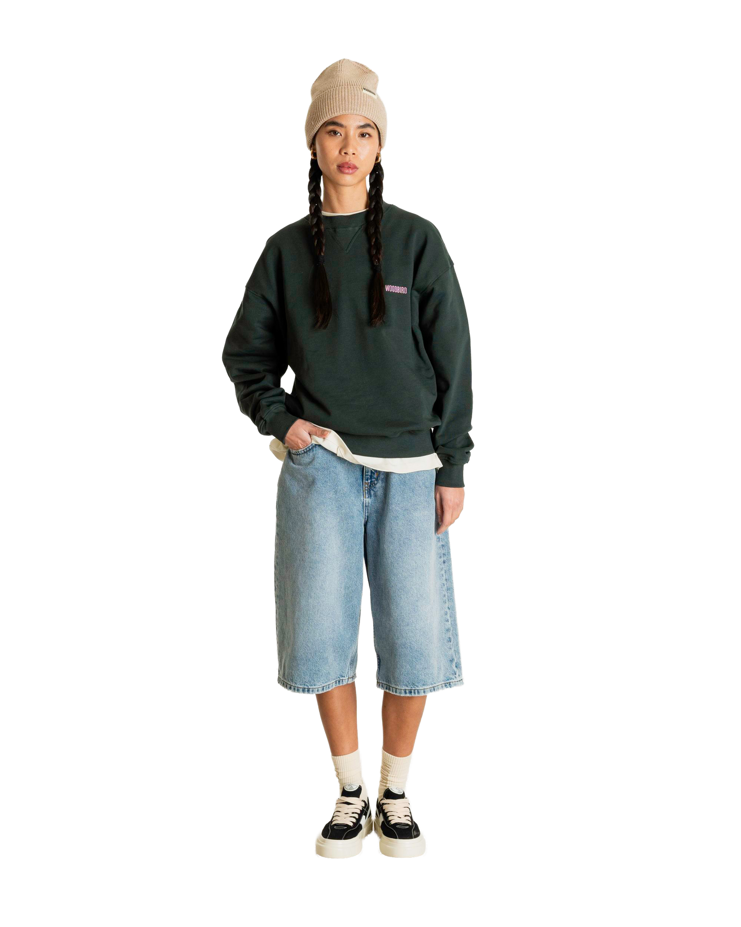 Woodbird Female WBCupe Curb Crew Sweats Dark Green