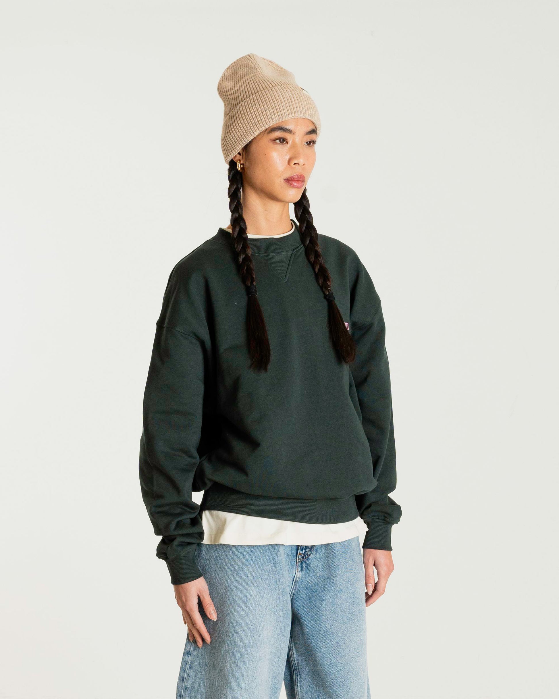 Woodbird Female WBCupe Curb Crew Sweats Dark Green