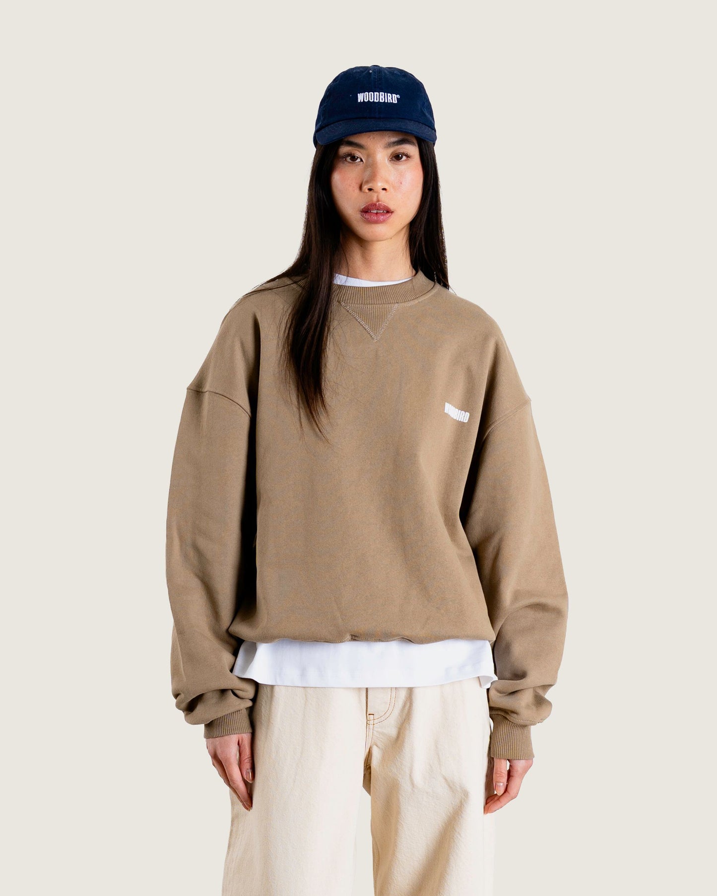 Woodbird Female WBCupe Home Crew Sweats Khaki