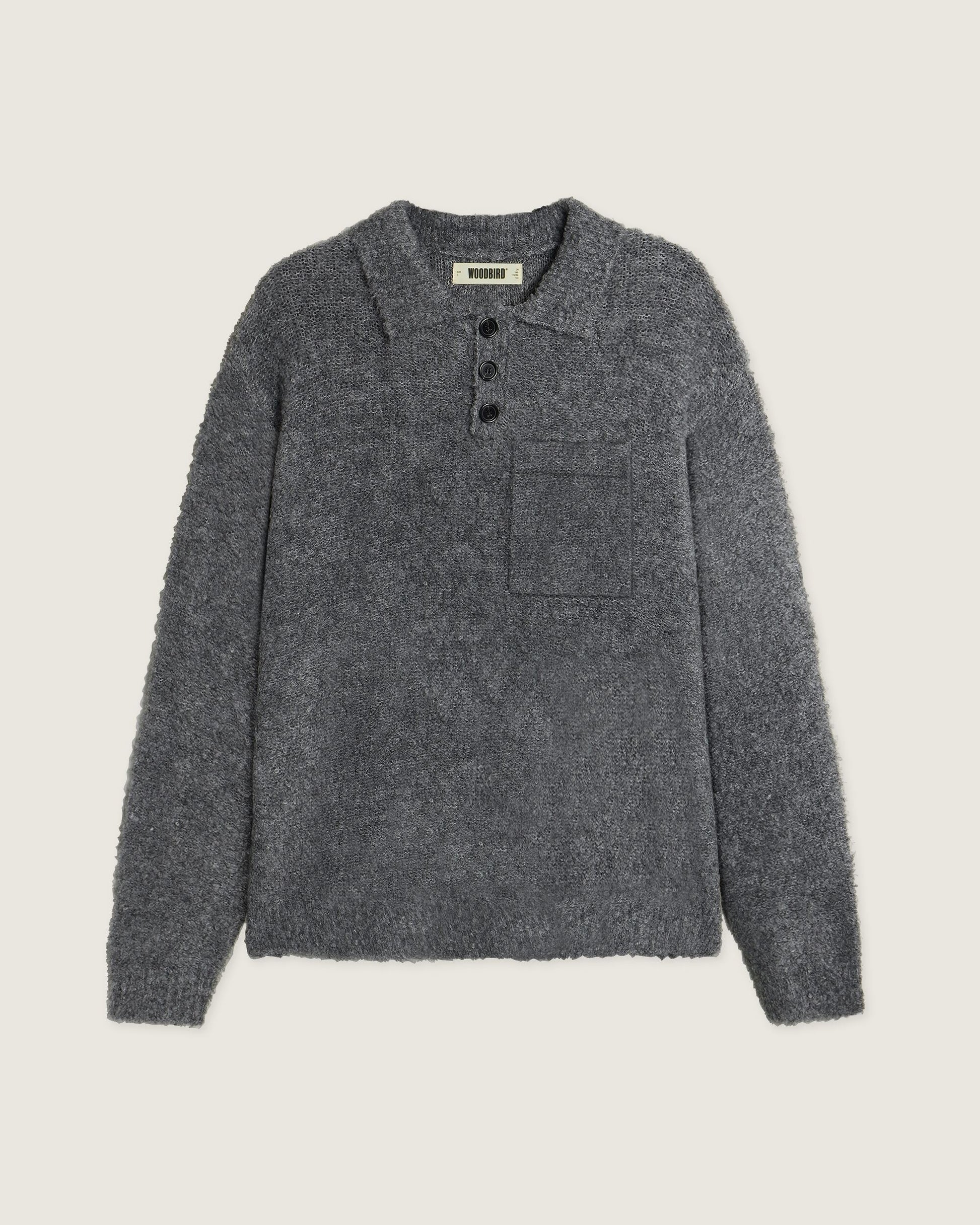 Woodbird WBDom Loop Polo Knits Asphalt