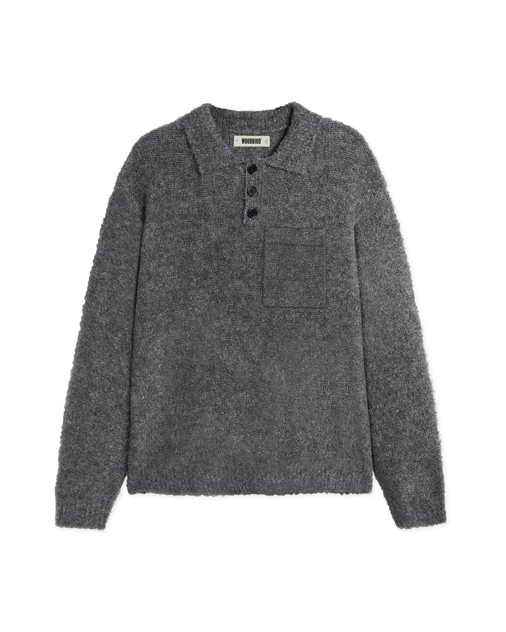 Woodbird WBDom Loop Polo Knits Asphalt