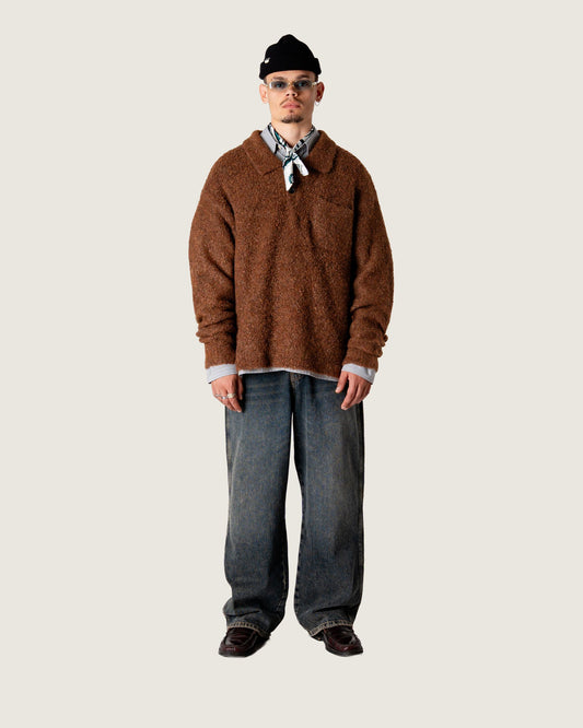 Woodbird WBDom Loop Polo Knits Dark Brown