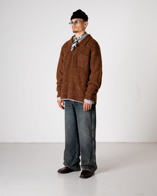 Woodbird WBDom Loop Polo Knits Dark Brown