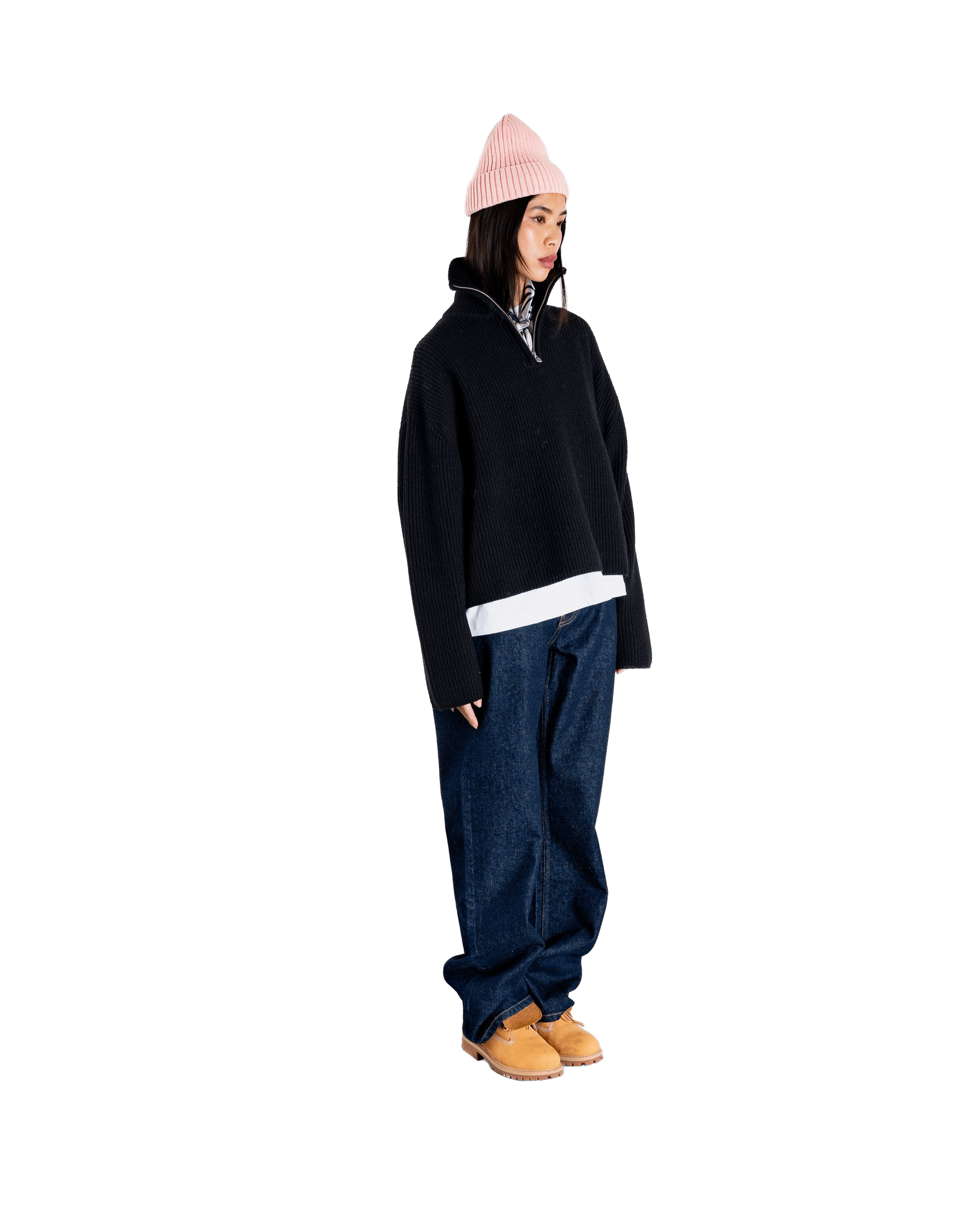 Woodbird Female WBFang Half Zip Knit Knits Black