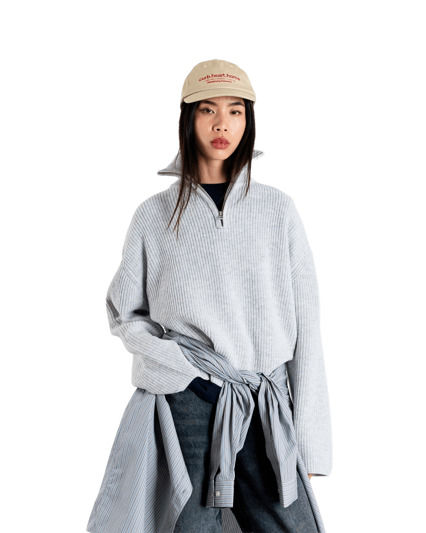 Woodbird Female WBFang Half Zip Knit Knits Light Grey