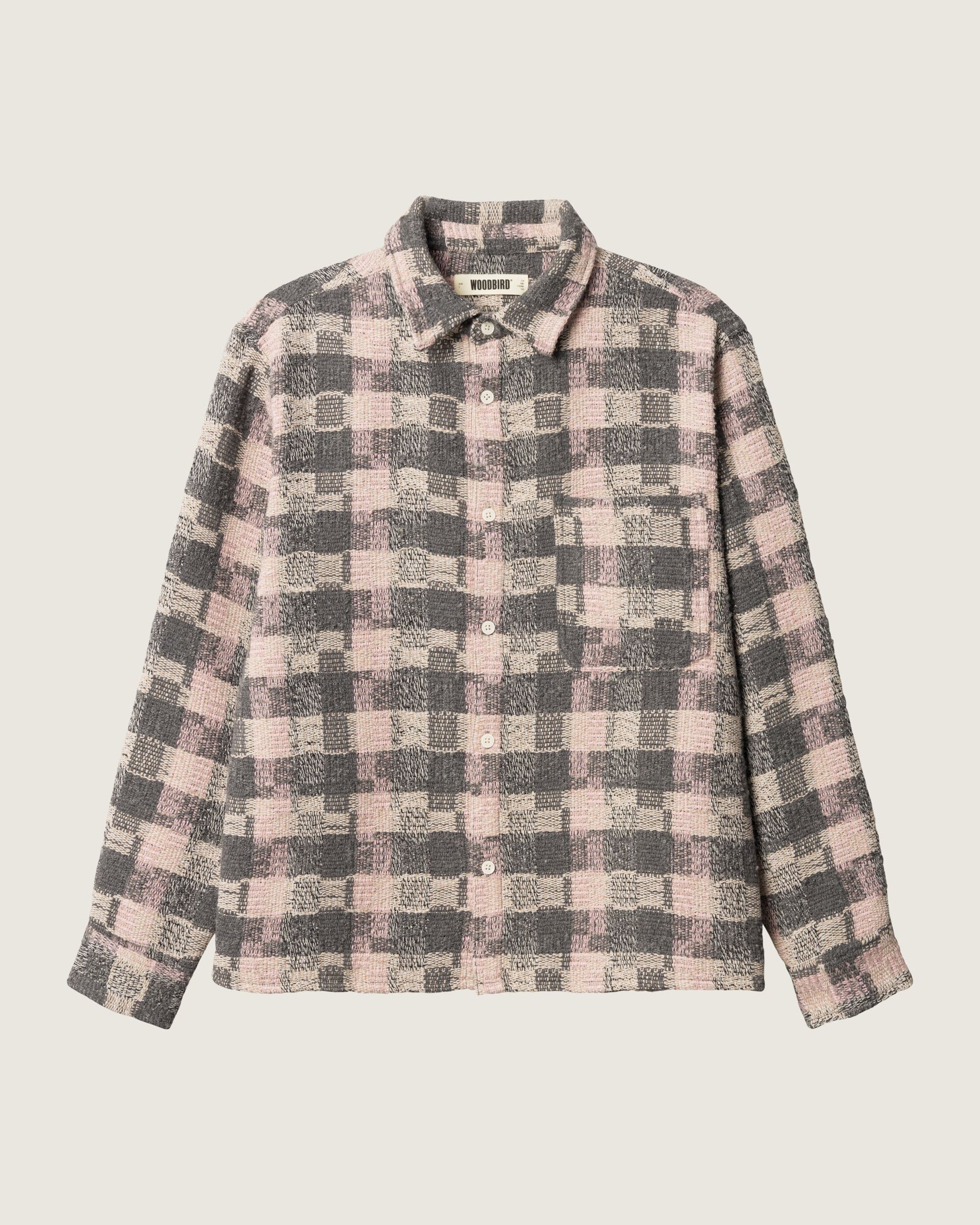 Woodbird WBGlixto Structure Shirt Shirts Grey-Brown