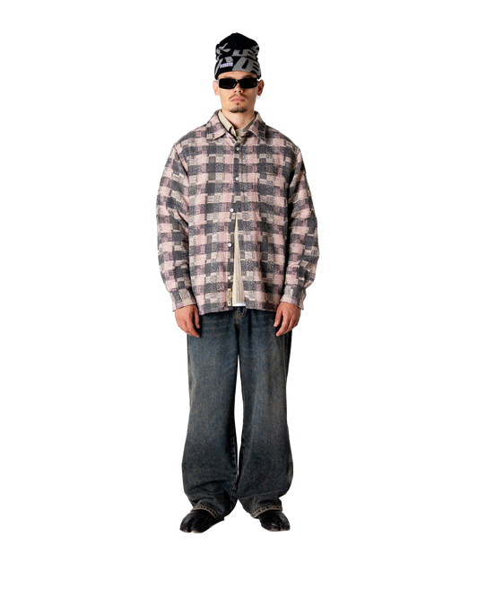 Woodbird WBGlixto Structure Shirt Shirts Grey-Brown