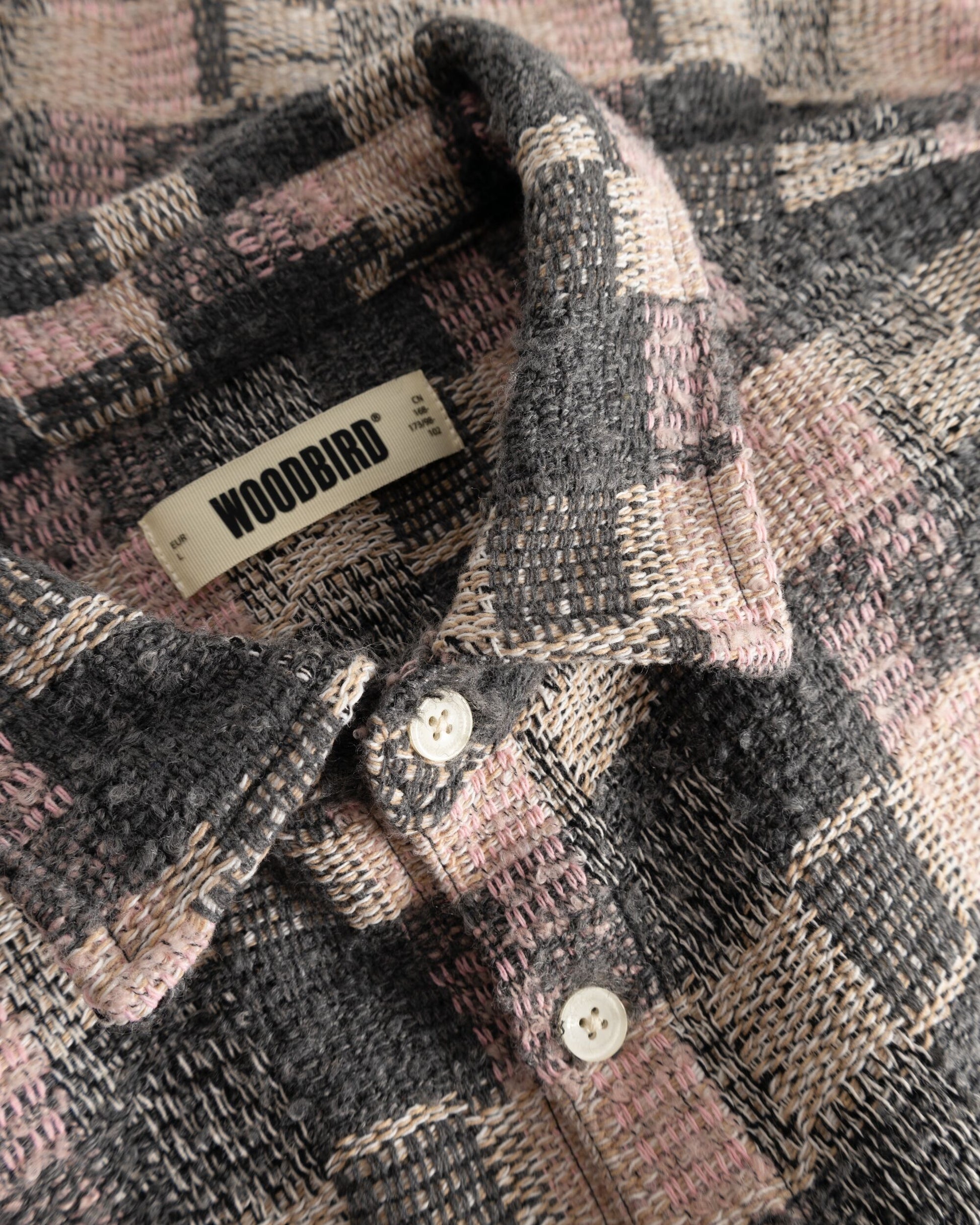 Woodbird WBGlixto Structure Shirt Shirts Grey-Brown