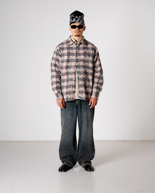 Woodbird WBGlixto Structure Shirt Shirts Grey-Brown