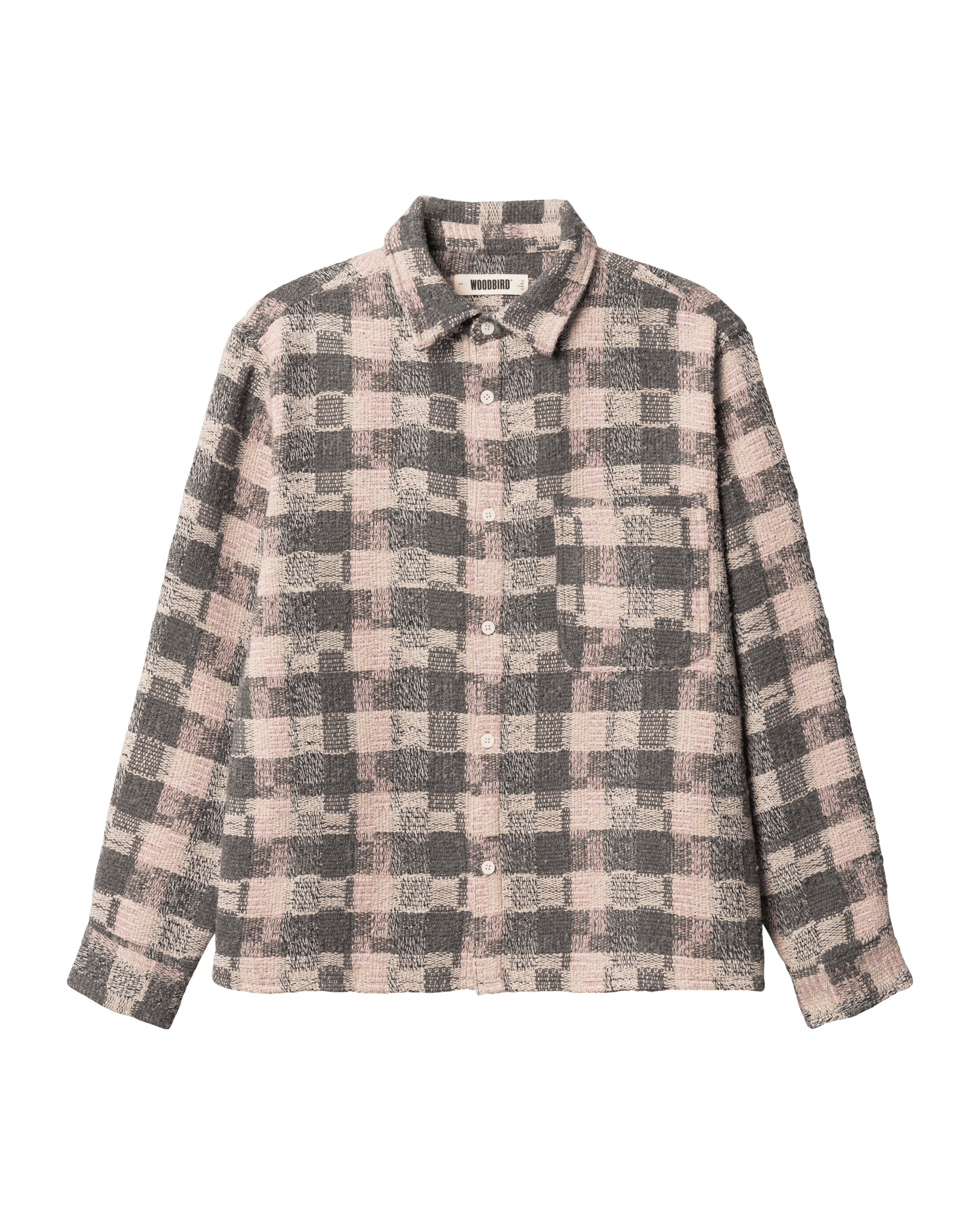 Woodbird WBGlixto Structure Shirt Shirts Grey-Brown