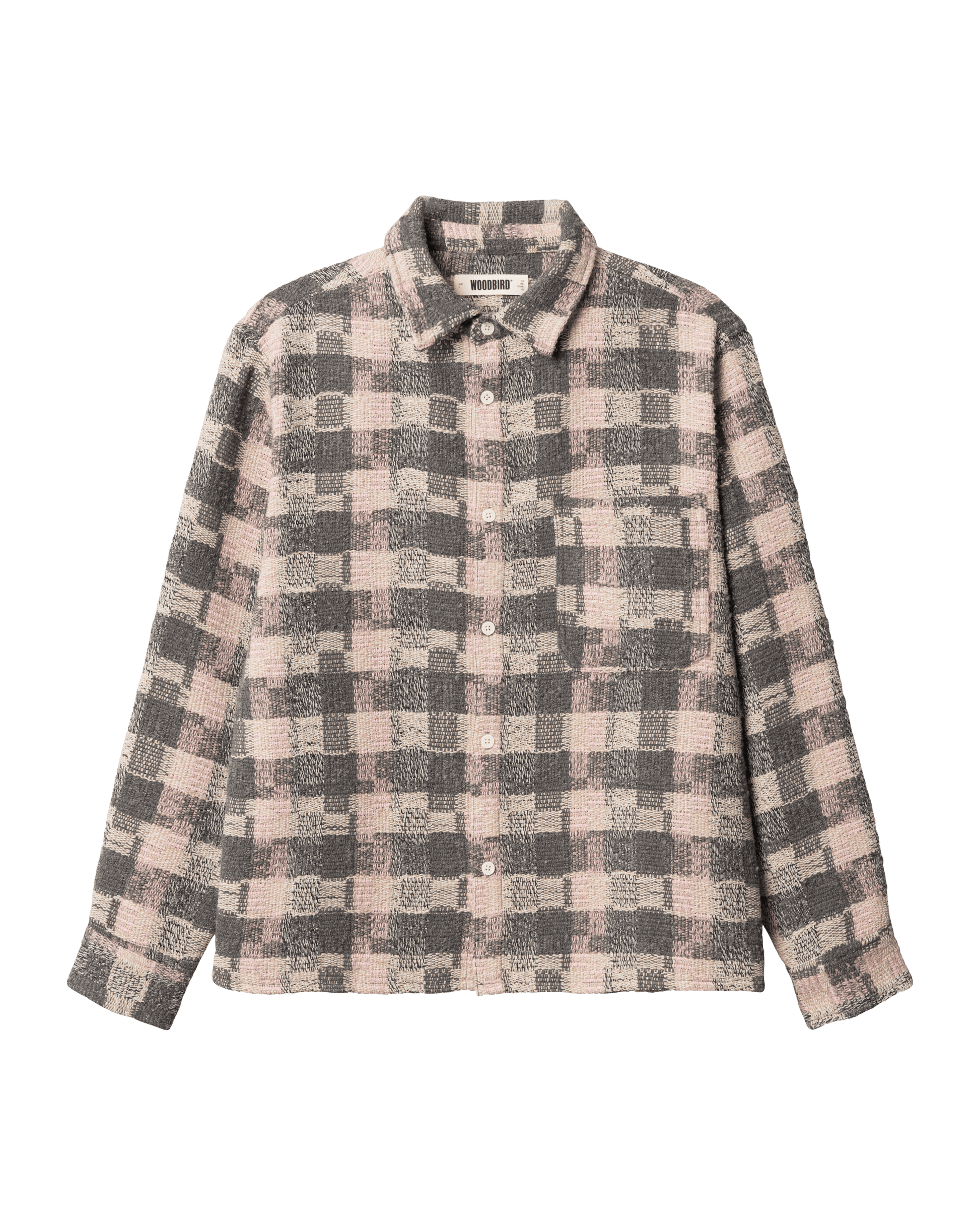 Woodbird WBGlixto Structure Shirt Shirts Grey-Brown