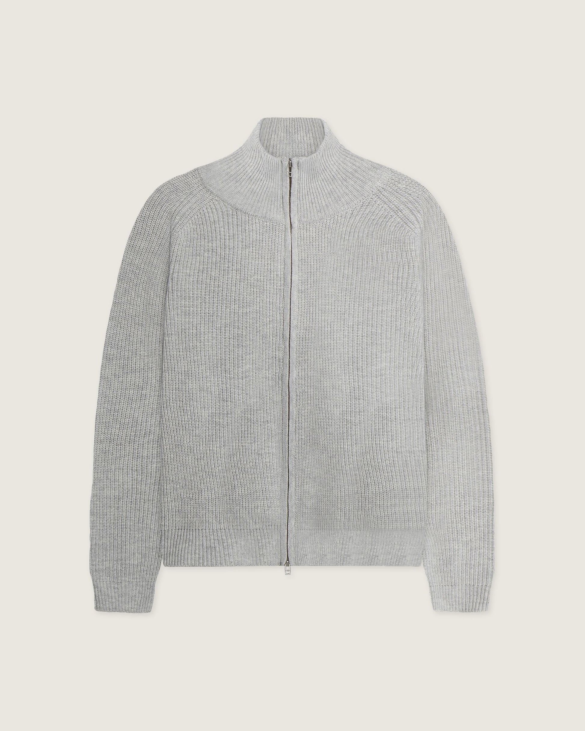 Woodbird WBJass Wool Zip Knits Light Grey Melange