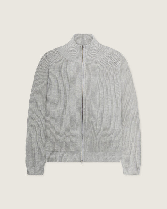Woodbird WBJass Wool Zip Knits Light Grey Melange