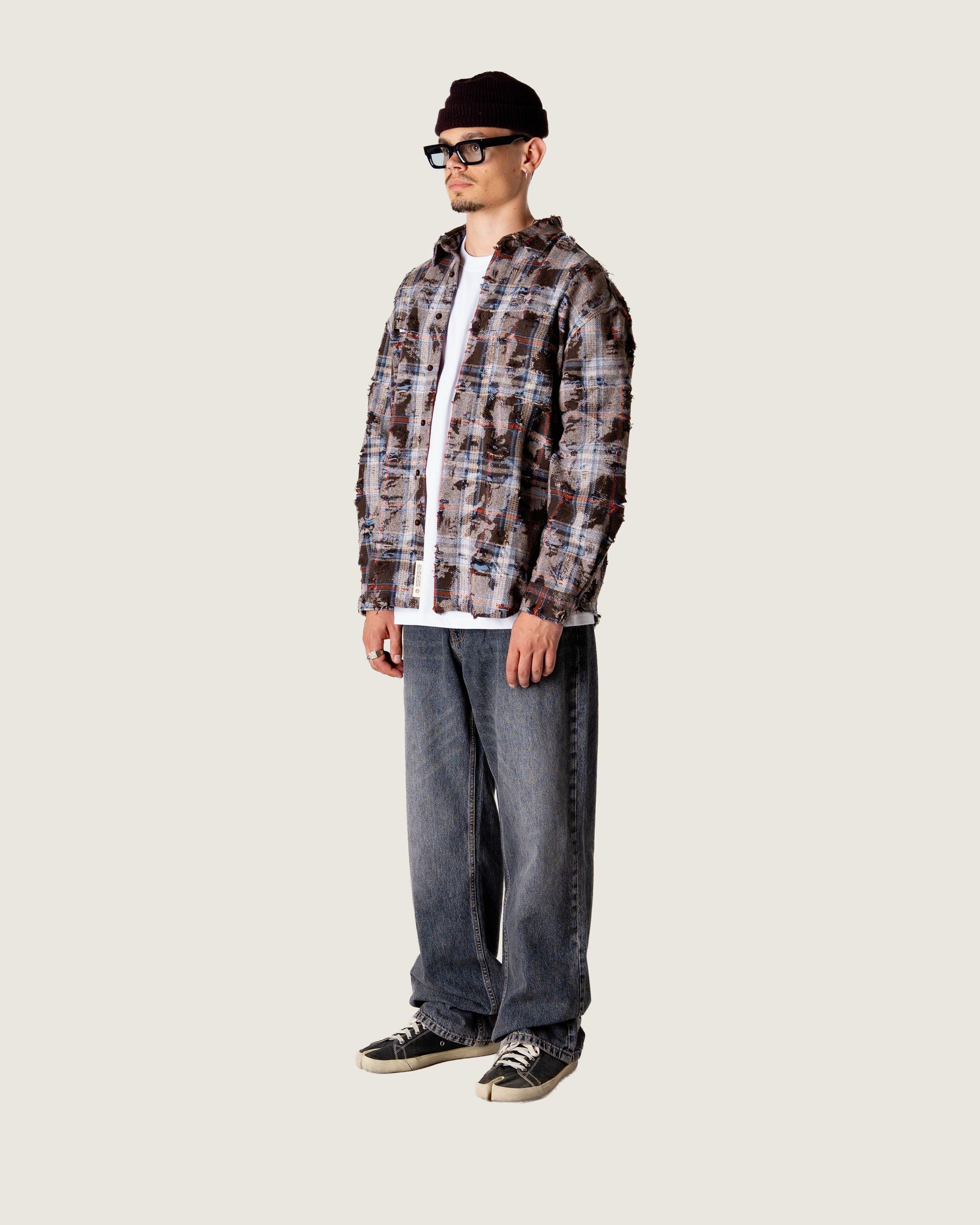 Woodbird WBJong Ripped Shirt Shirts Brown Check